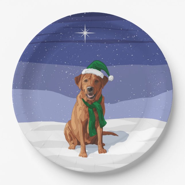 Fox Red Labrador Retriever Christmas Dog Pappteller (Vorderseite)