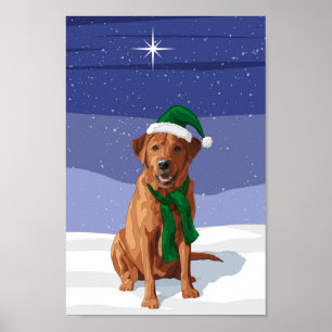 Fox Red Labrador Retriever Christmas Dog Poster