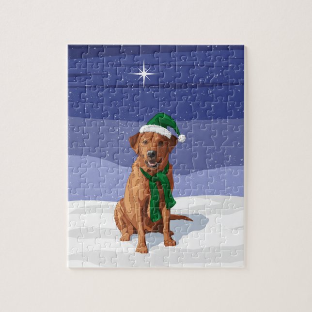 Fox Red Labrador Retriever Christmas Dog Puzzle (Vertikal)