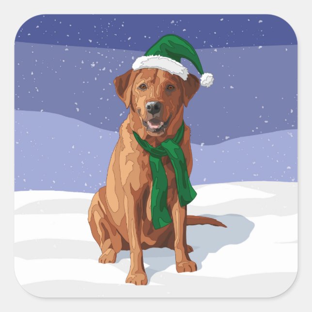 Fox Red Labrador Retriever Christmas Dog Quadratischer Aufkleber (Vorderseite)