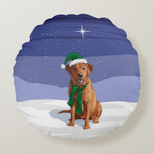 Fox Red Labrador Retriever Christmas Dog Rundes Kissen
