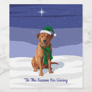 Fox Red Labrador Retriever Christmas Dog Weinetikett