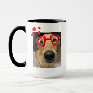 Fox Red Labrador Retriever mit Red Heart Brillen Tasse