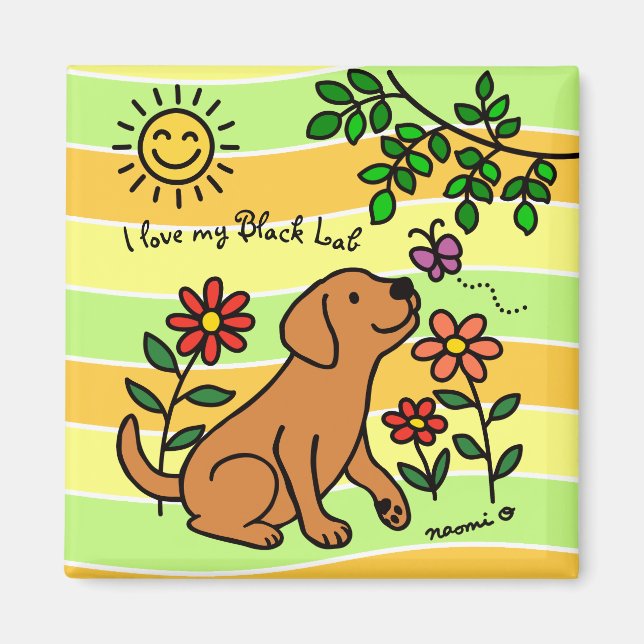 Fox Red Labrador und Green Citrus Colors Magnet (Vorne)