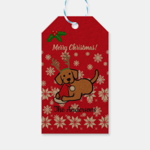 Fox Red Labrador und Santa Christmas Cartoon Geschenkanhänger