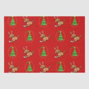 Fox Red Labrador und Santa Christmas Cartoon Seidenpapier