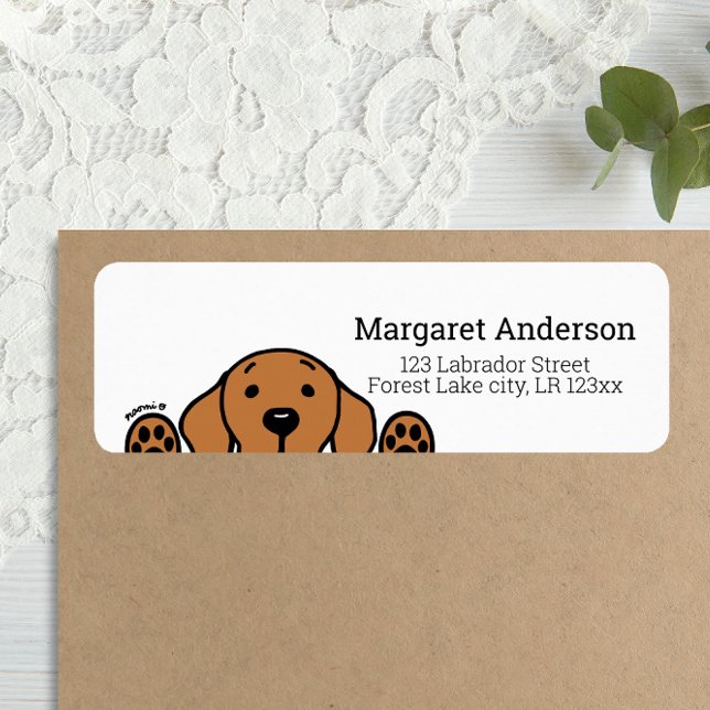 Fox Red Labrador Watching Rücksendeadresse (Fox Red Labrador Cartoon Style Return Address Label for Fox Red Labrador Owners.)