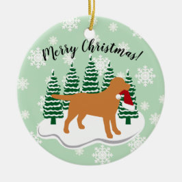 Fox Red Labrador Weihnachten Evergreen Snowflakes Keramik Ornament