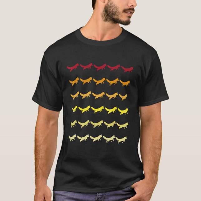 Fox Retro Tiermuster T-Shirt (Vorderseite)