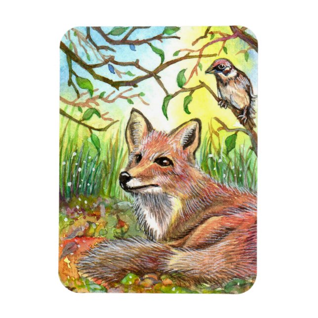 Fox-Ruhen mit Sparrow Magnet (Vertikal)