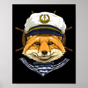 Fox Sailor Boot Captain Wildlife Fox Forest Poster