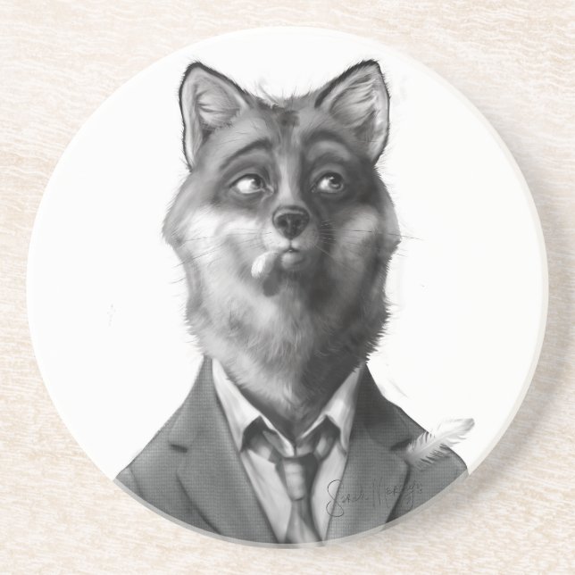 Fox-Sandstein-Getränk-Untersetzer (Front) Getränkeuntersetzer (Vorne)