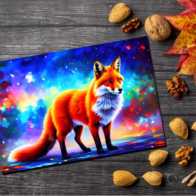 Fox schöne Dekoration farbenfrohe rötliche Tierkun Postkarte (Von Creator hochgeladen)