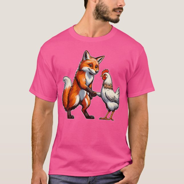 Fox Shakes Hände mit Hühnerfreundlichkeit von Fox  T-Shirt (Vorderseite)