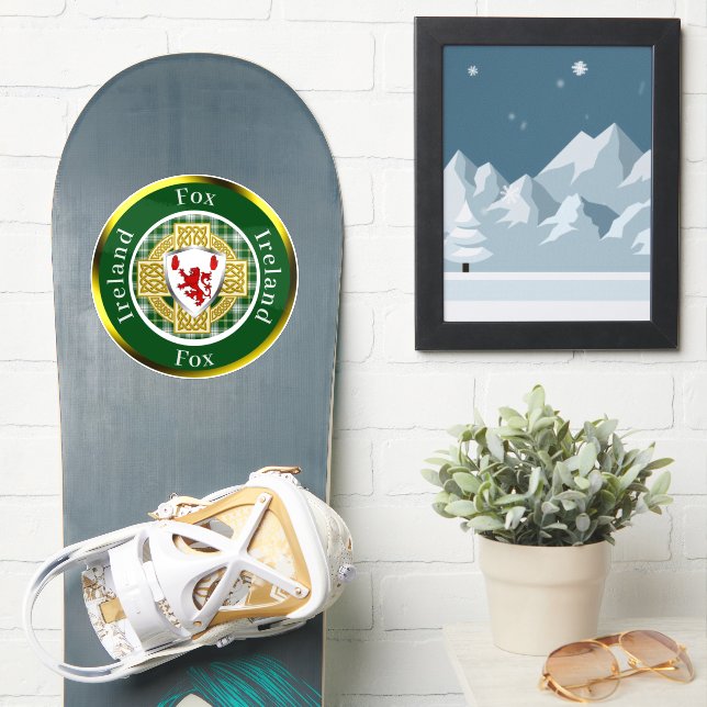 Fox Shield & Celtic Cross Personalisiert Aufkleber (Snowboard)