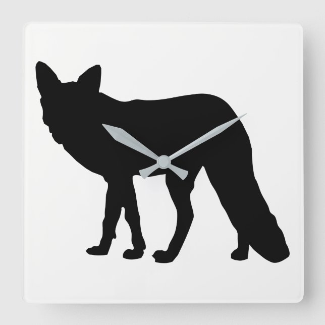 Fox-Silhouette Quadratische Wanduhr (Vorderseite)