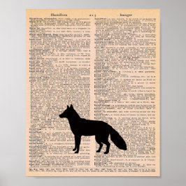 Fox Silhouette Vintages Wörterbuch Kinderzimmer Ku Poster