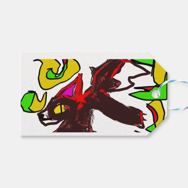 Fox spielt im Herbst Geschenkanhänger (Vorderseite (Horizontal))