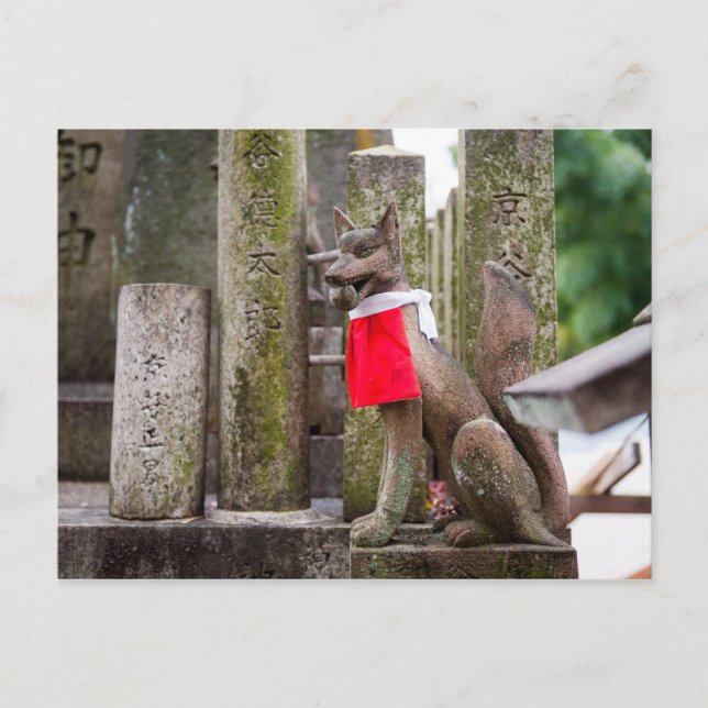 Fox Statue Fushimi Inari Shrine Postkarte (Vorderseite)