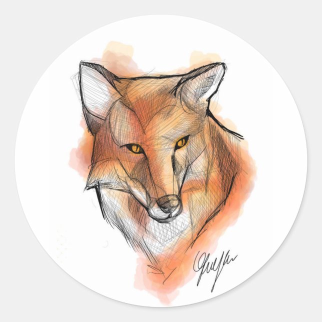 Fox Stiker Runder Aufkleber (Vorderseite)