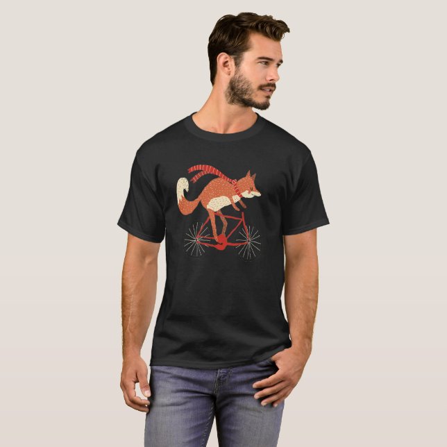 Fox-T-Shirt Fox auf einem Fahrrad-T-Shirt T-Shirt (Vorne ganz)