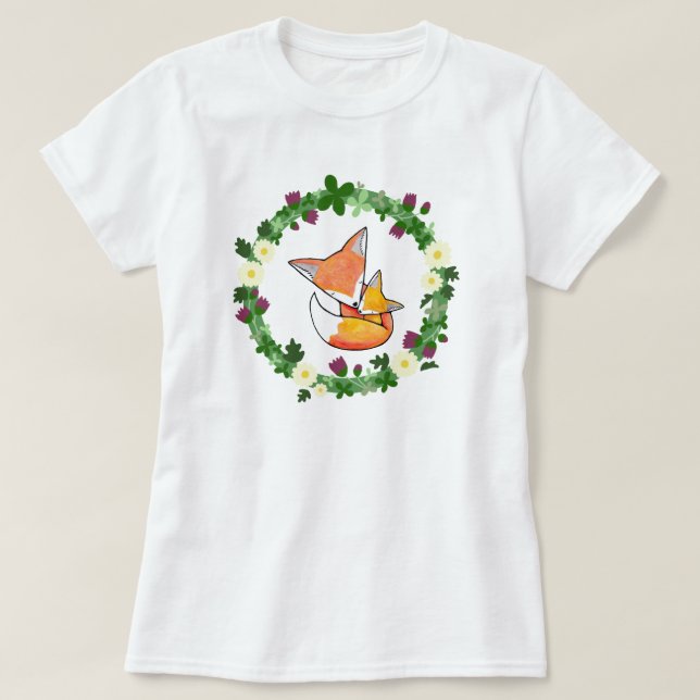 Fox-T - Shirtroter Fox-Mama-Babyniedliches T-Shirt (Design vorne)