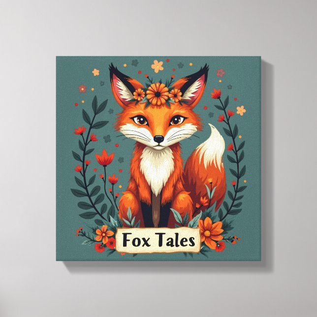 Fox Tales Boho Woodland Animal Leinwanddruck (Vorderseite)