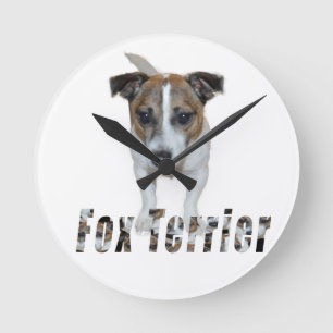 Fox Terrier And Fox Terrier Logo, Runde Wanduhr