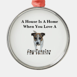 Fox Terrier And Fox Terrier Love Logo, Silbernes Ornament