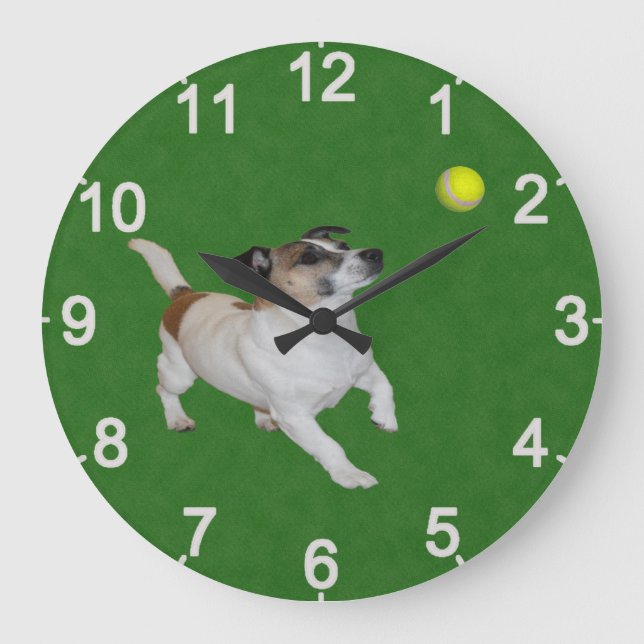 Fox Terrier Ball Trance, Wall Clock Große Wanduhr (Vorderseite)