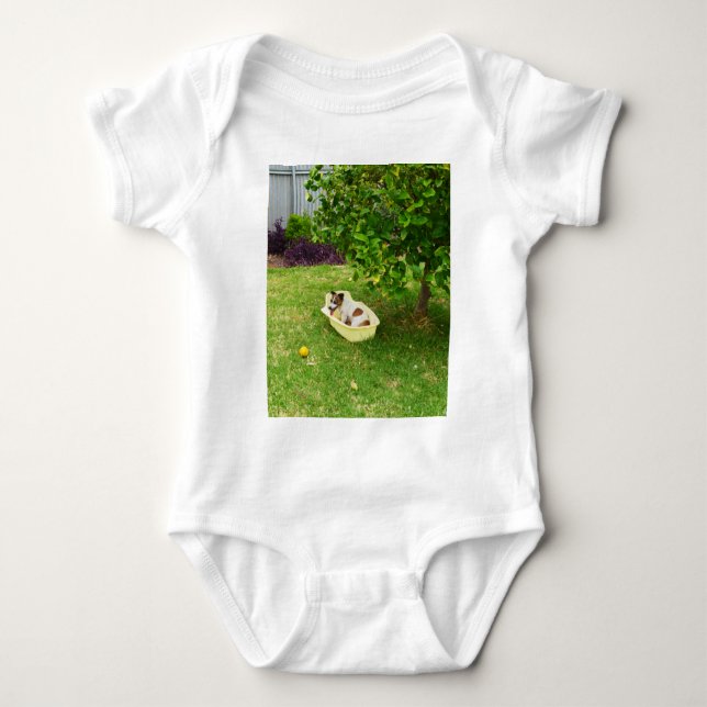 Fox Terrier Bathtime, Baby Bodysuit Strampler (Vorderseite)