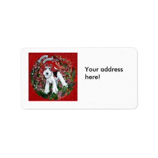 Fox Terrier Christmas Address Label Adressaufkleber
