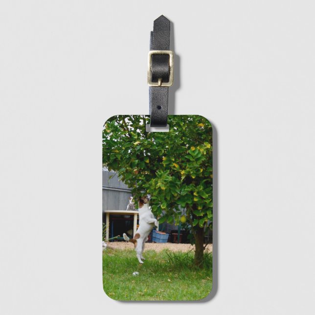 Fox Terrier der Sprung, Gepäckanhänger (Vorderseite Vertikal)