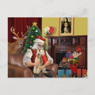 Fox Terrier des Weihnachtsmanns (Draht) Feiertagspostkarte