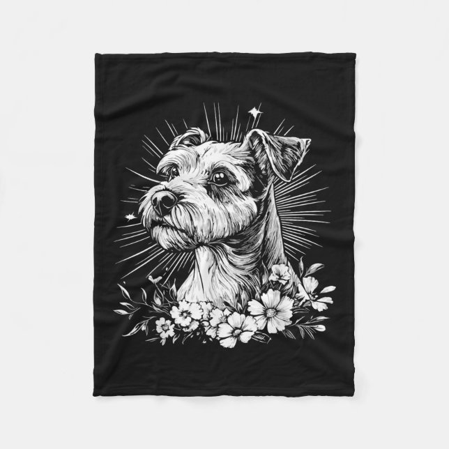 Fox Terrier Dog Lover Retro Style Tattoo Fleecedecke (Vorderseite)