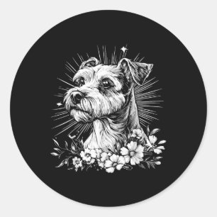 Fox Terrier Dog Lover Retro Style Tattoo Runder Aufkleber