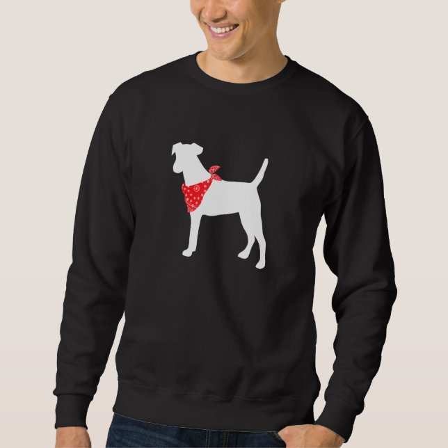 Fox Terrier Dog Wearing Red Bandana Sweatshirt (Vorderseite)