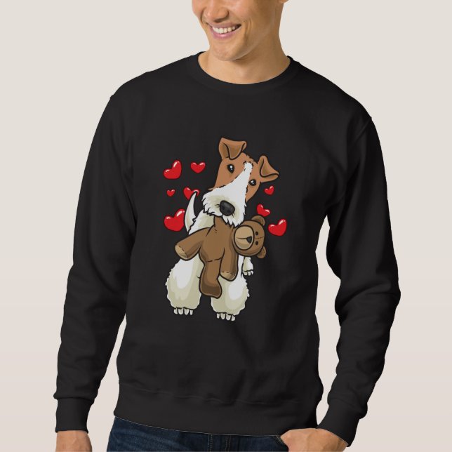 Fox Terrier Drahthaar Hund mit ausgestopfter Tier Sweatshirt (Vorderseite)
