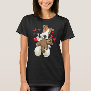 Fox Terrier Drahthaar Hund mit ausgestopfter Tier T-Shirt