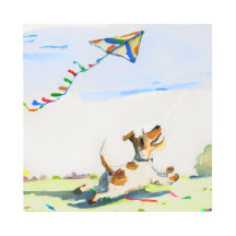 Fox Terrier Ein Drachen im Park Wasserfarbe