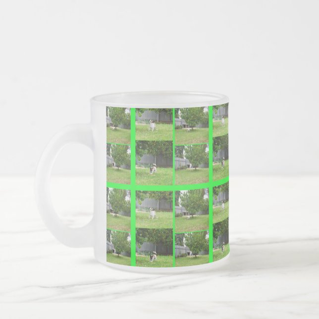 Fox Terrier Foto Collage Mattiert Glass Tasse (Links)