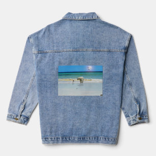 Fox Terrier Greets Polar Bear, Denim Jacket Jeansjacke
