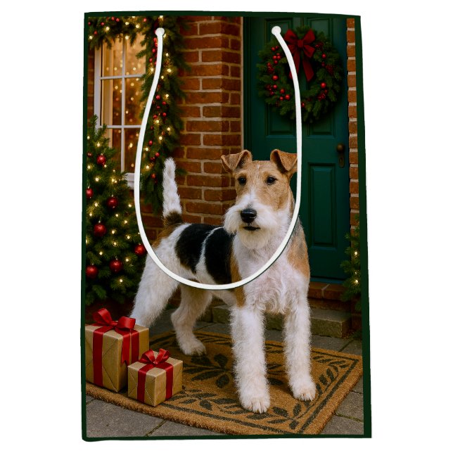 Fox Terrier Holiday  Mittlere Geschenktüte (Vorderseite)
