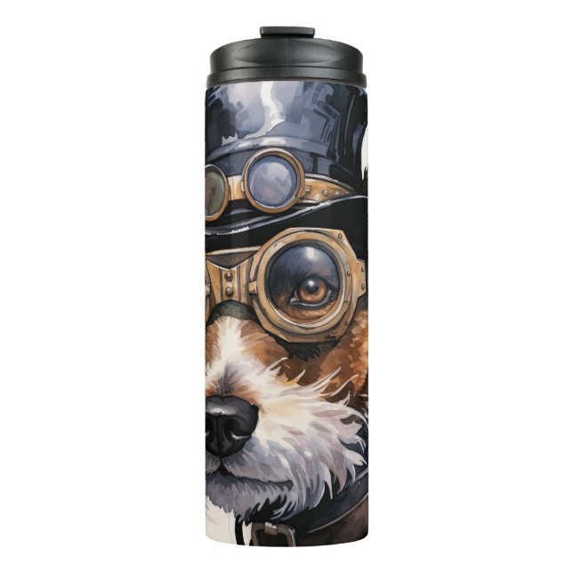 Fox Terrier Steampunk Hund Thermosbecher (Vorderseite)