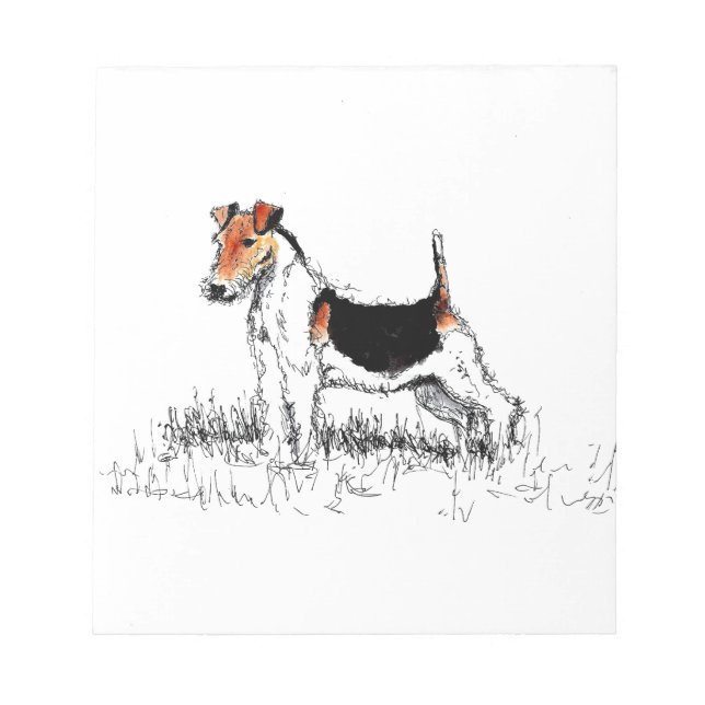 Fox Terrier stehend stolz Notizblock (Vorderseite)