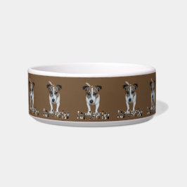 Fox Terrier und Fox Terrier Logo, braun Napf