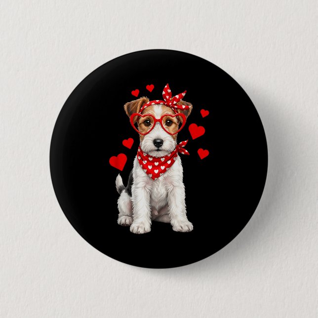 Fox Terrier Valentinstag Drahthaar Hundeliebhaber  Button (Vorderseite)