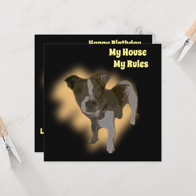 Fox Terrier Wasserfarbe, flache Geburtskarte (Vorderseite/Rückseite Beispiel)