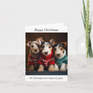 Fox Terrier Welpen in Weihnachtssüßen Karte