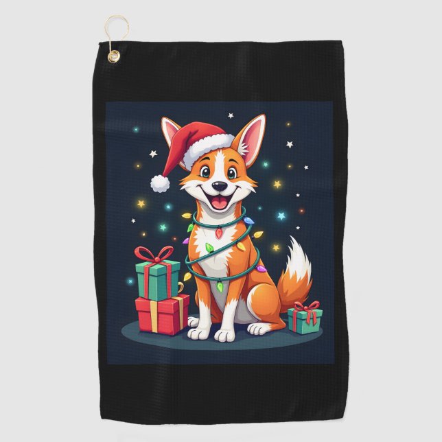Fox Terrier Xmas Licht Santa Fox Terrier Dog Ch Golfhandtuch (Vorderseite)